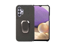 Capa De Celular Em Couro Com Textura De Lichia E Suporte De Anel Para Samsung Galaxy A32 5g