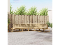 Vidaxl Conjunto De Sofás Para Exterior 6 Unid. Branco E Bege Poliéster