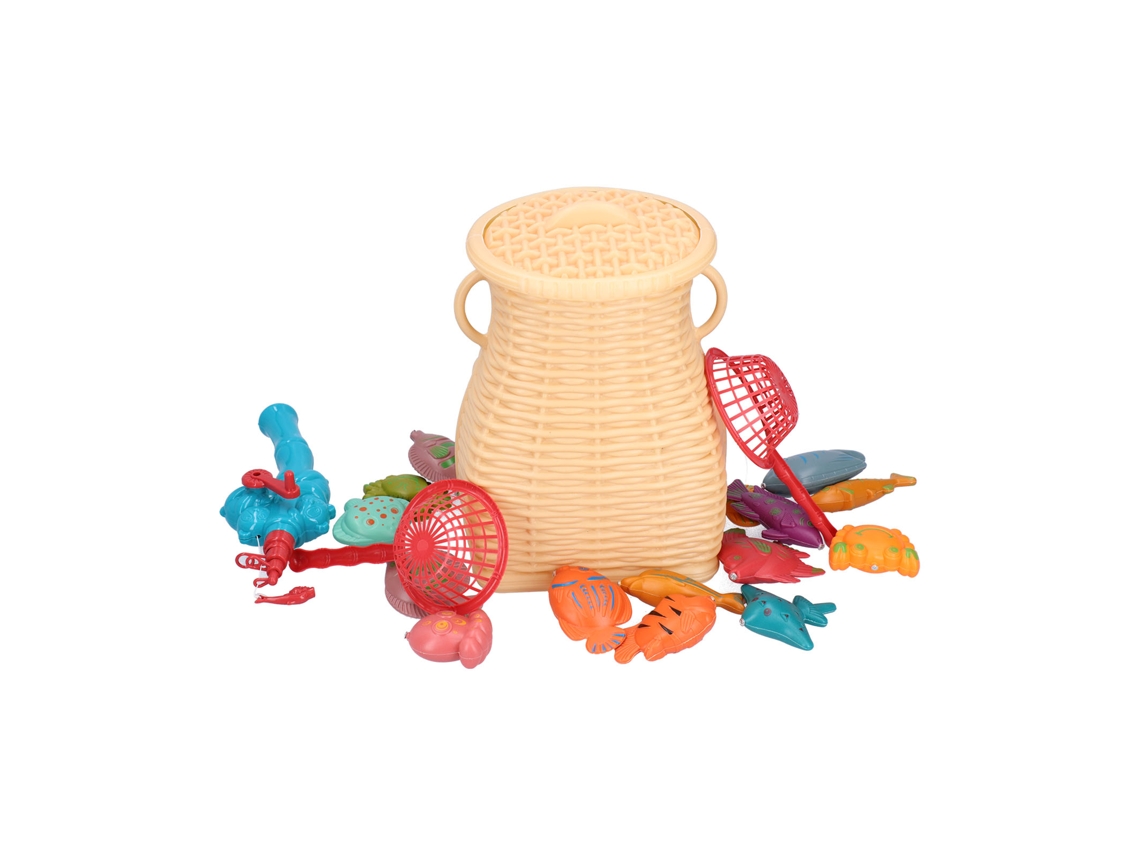 Primerox brinquedo de Pesca para Crianças com Vara e Cesta Brincadeira Infantil Interior Acima de 3 Anos