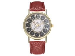 Relógio de Pulso Analógico de Quartzo com Pulseira Pu Clássico para Mulheres e Homens (café)