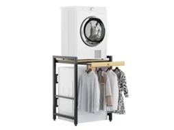 Flasidu Base Torre Kit De Empilhamento Universal Para Máquinas De Lavar E Secar Roupa Com Prateleira E Integradas, Preto