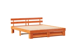 Conjunto 1 Cama Moderna Vidaxl Castanho Madeira De Pinho Maciça (180 X 200 Cm)