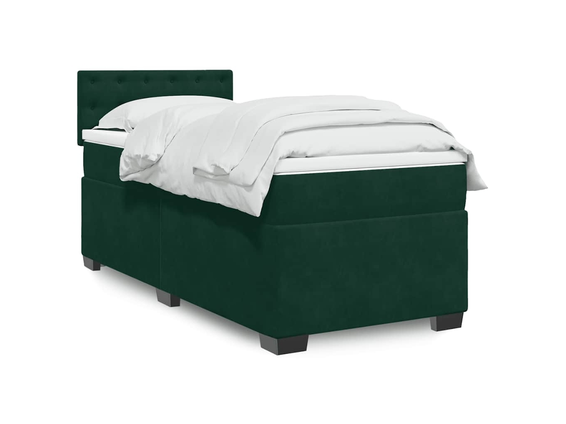 Vidaxl Cama Com Molas/colchão 90x190 Cm Veludo Verde-escuro