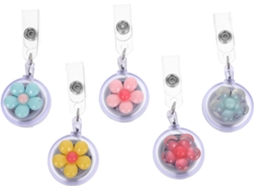 Conjunto De 5-porta Crachás Telescópicos Com Clipe Em Resina Colorido Em Formato De Flor, Versátil Enfermeiros