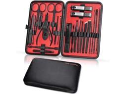 Lurelia Kit De Manicure E Pedicure 23 Peças, Em Aço Inoxidável, Portátil, Com Estojo, Cor Preto, Para Cuidados Pessoais