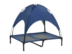 Cama com Dossel Dobrável para Cães  Azul e Preta TOPBRICO