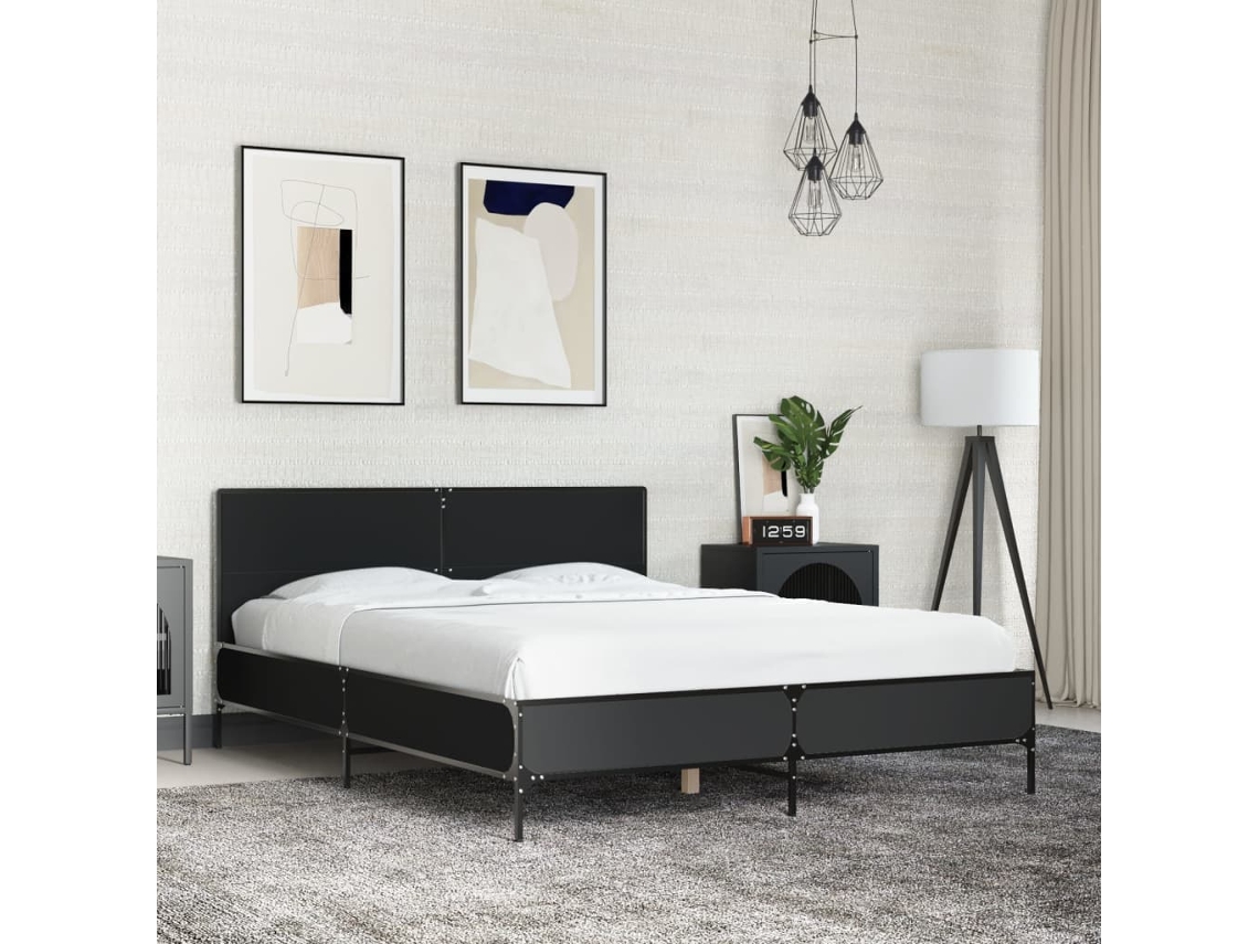 Vidaxl Estrutura De Cama 120x190 Cm Derivados De Madeira/metal Preto