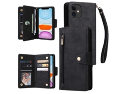 Capa Para Iphone 11 Pele Sintética Preto