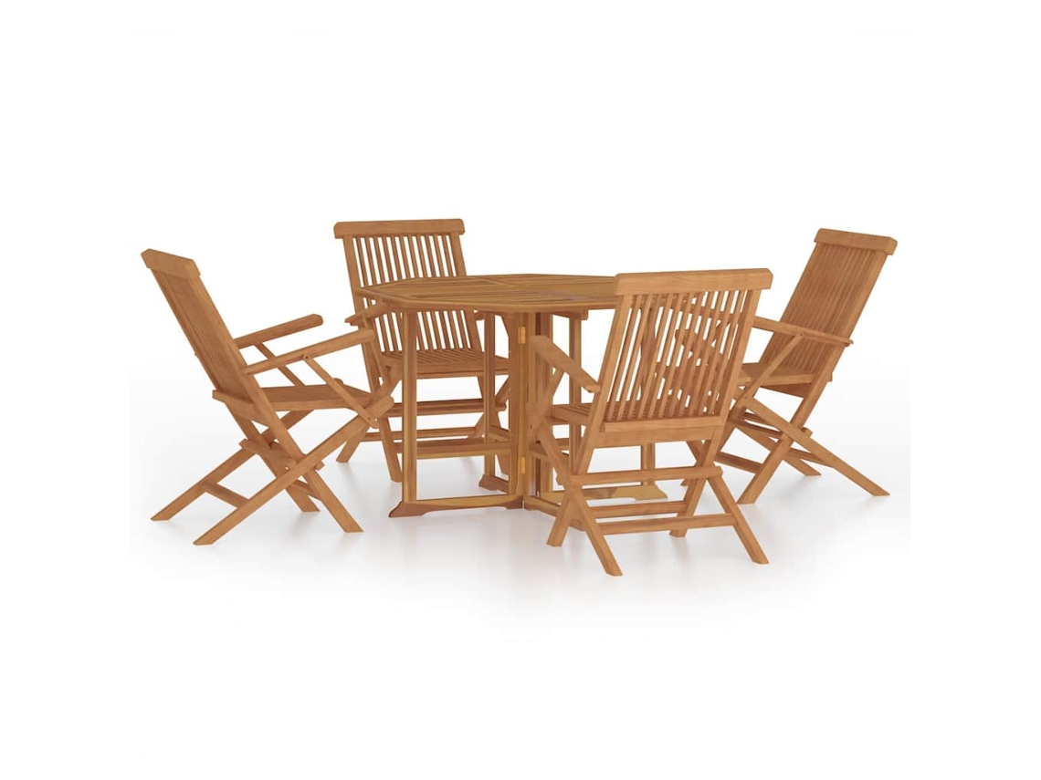 Conjunto de 5 Jantar Dobrável para Exterior Madeira Teca Maciça MAISON EXCLUSIVE