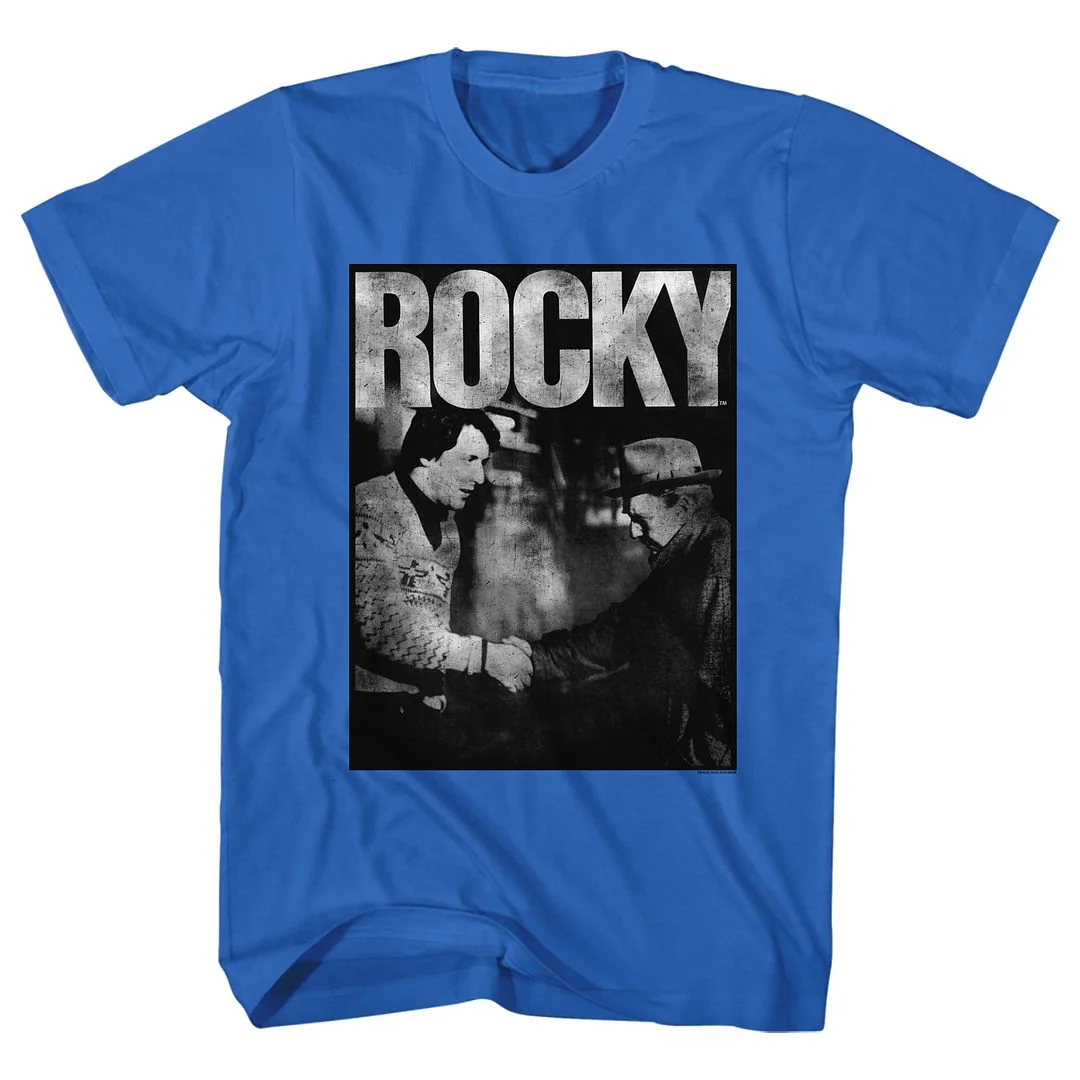 Rockinstone Rocky Movie Handshake Solid Royal Adult T-shirt Size:l