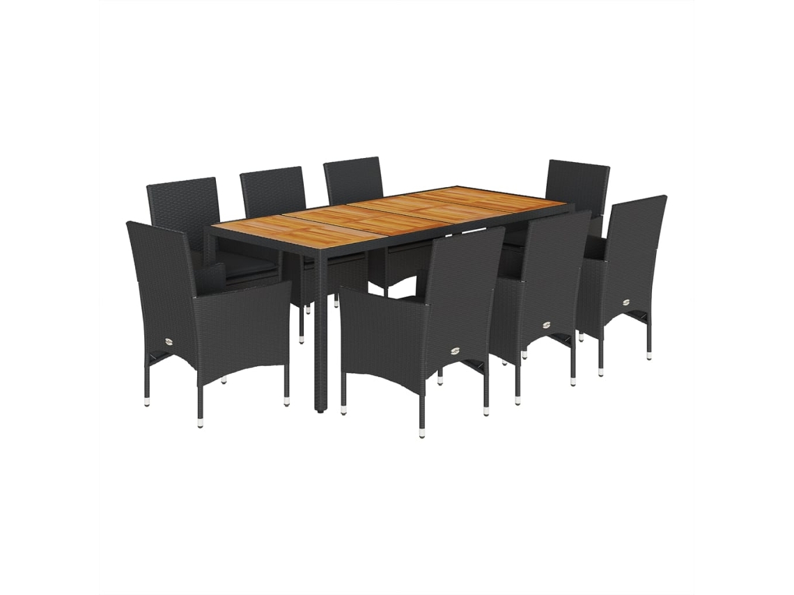 Garden Dining Set, Garden Dining Sets Vidaxl Preto Rattan / Vime (190 X 90 X 75 Cm)
