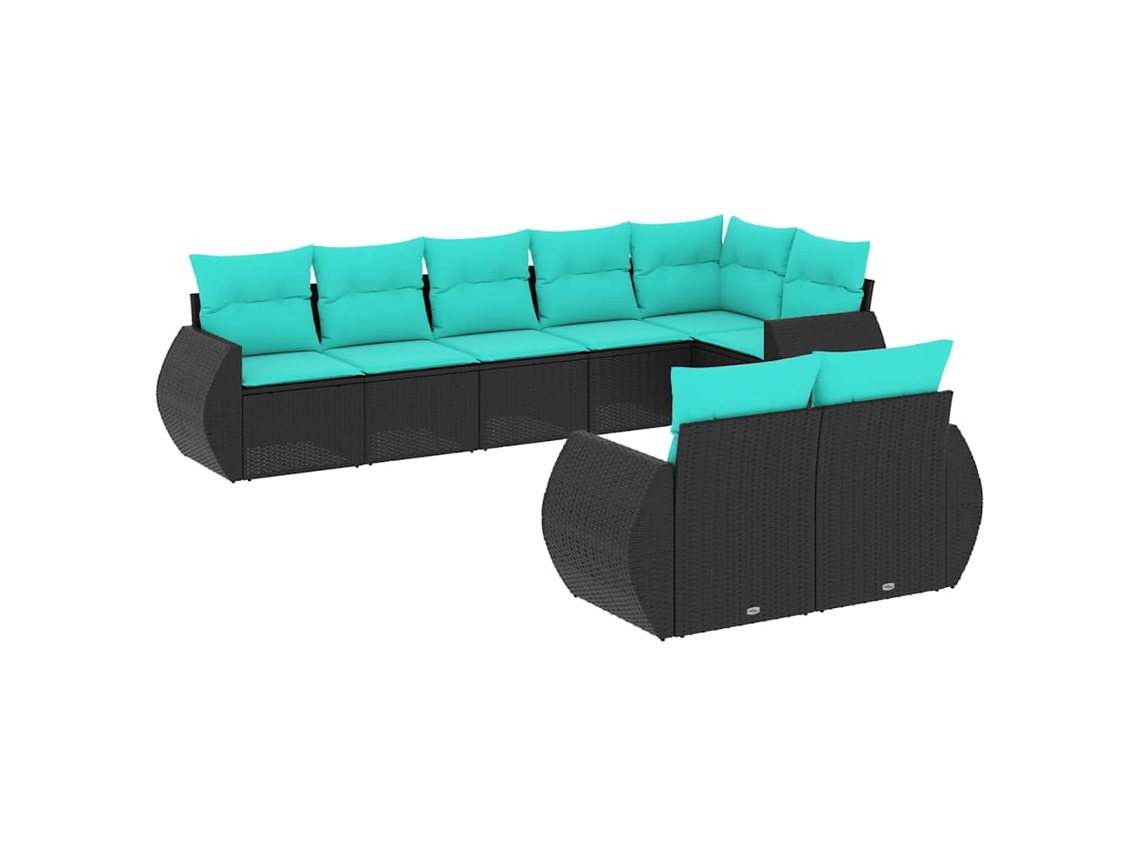 Conjunto de Sofá de Jardim, 9 Peças, Almofadas, Rattan Marrom MAISON EXCLUSIVE