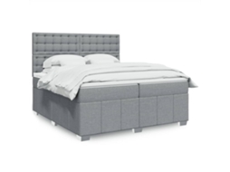 Vidaxl Cama Com Molas/colchão 200x200 Cm Tecido Cinza-claro