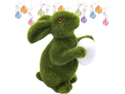 Estatueta Genérica de Coelho com Penugem, Decoração Festiva Verde Feita de Musgo Artificial, Decoração de Coelho da CHABERLU