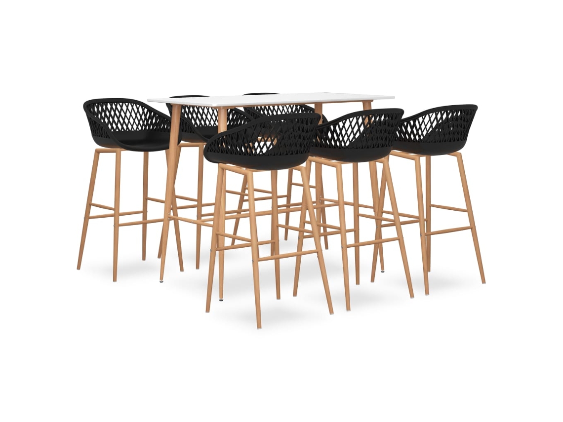 Vidaxl 7 Pcs Conjunto De Bar Branco E Preto