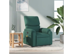 Vidaxl Poltrona De Massagens Reclinável Tecido Verde-escuro