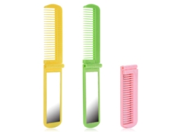 3Pcs Mini Escova de Cabelo de Viagem com Espelho Conjunto de Pentes de Cabelo de Plástico Colorido Pente de Espelho Retangular 2 em 1 JEDBESETZT