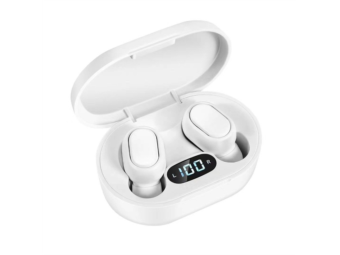 Auriculares Bluetooth True Wireless Brancos Com Visor Led De Bateria, Formato Compacto E Controlo Prático