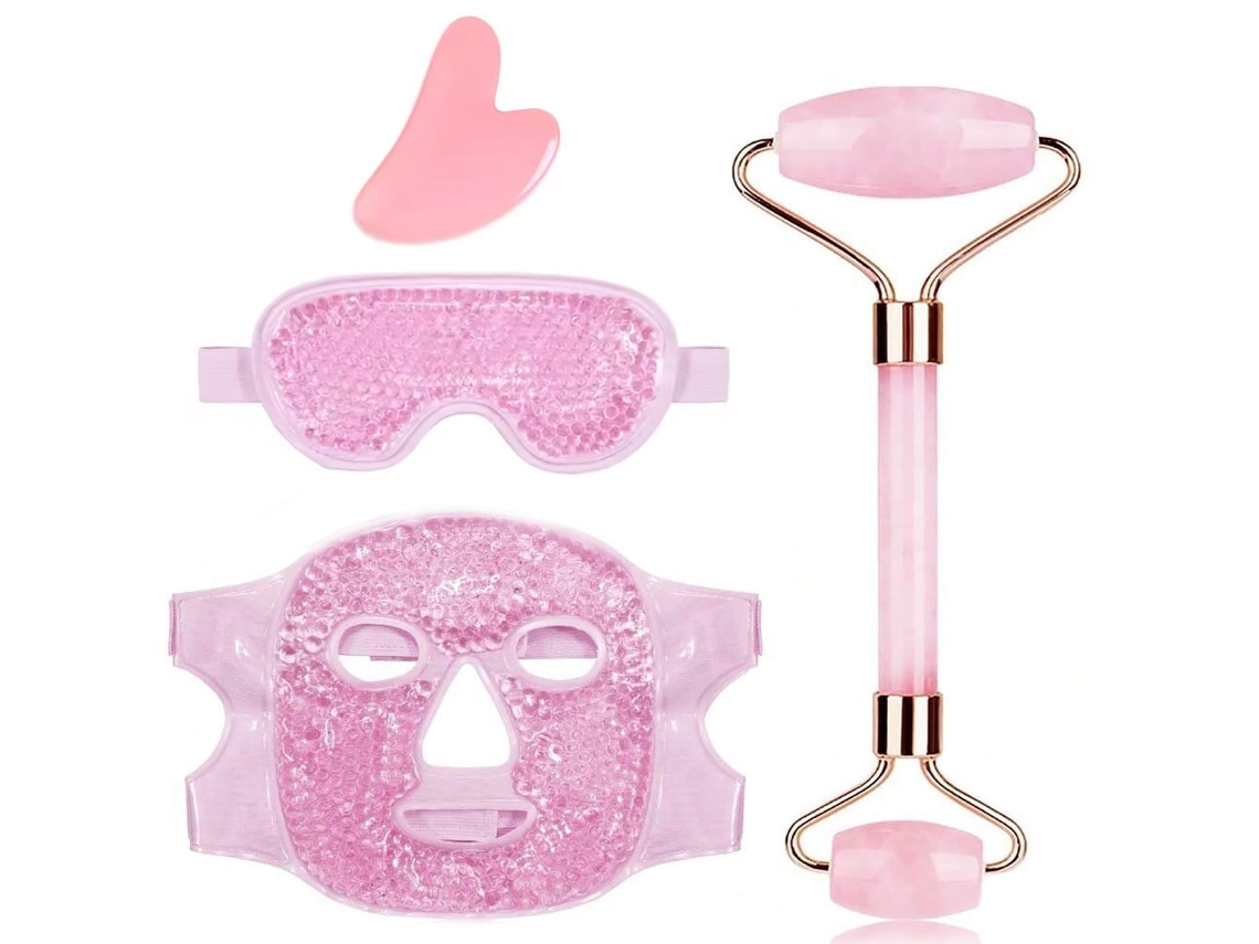 Máscara Facial/ocular de Gel Quente e Frio com Ferramenta Gua Sha e Rolo de Massagem HENTEN HOME