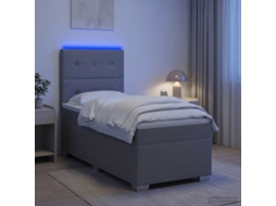 Vidaxl Cama Box Spring Com Colchão E Led Cinzento-claro 90 X 190 Cm