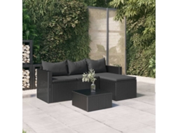 Conjunto Lounge De Jardim Vime Pe Preto Dkd Home Decor
