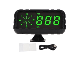 Mali hud Gps Universal para Carros com Alarme de Velocidade, Fontes Verdes e Suporte Usb Kmh/mph
