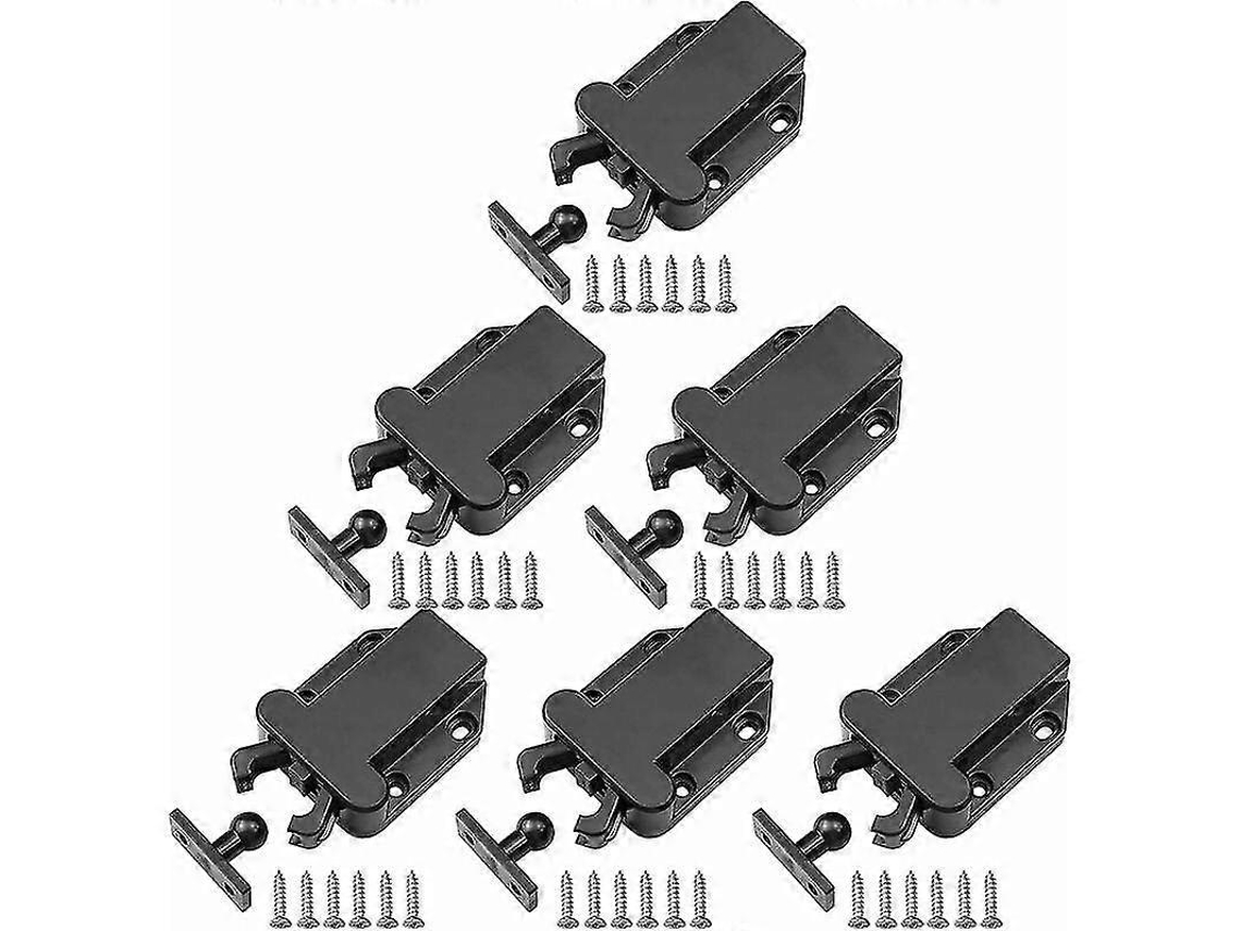 6 Pestillos de Toque para Portas, Armários e Cajones com Tornillos NEGRO S/MARCA