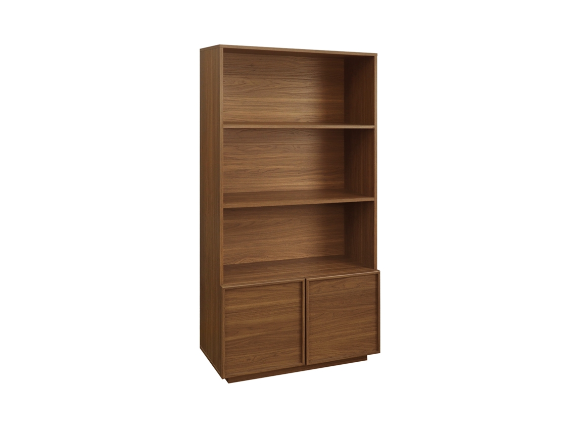 Estante Sweeek Walnut com 5 níveis e 2 portas com efeito de madeira