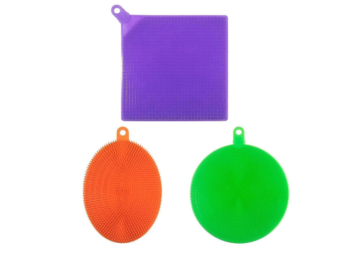 3 Esponjas De Silicone Para Lavar Louça, Multicoloridas
