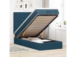 Vidaxl Estrutura De Cama Otomana Com Colchões Azul Escuro Veludo