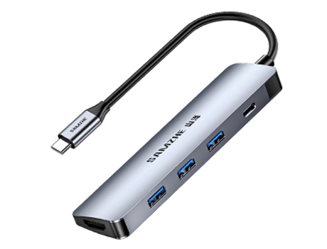 Adaptador SAMZHE Tc-K5 5In1 Type-C a Hdmi 3Usb3.0 Pd100W para Huawei Mate40/P50 S20