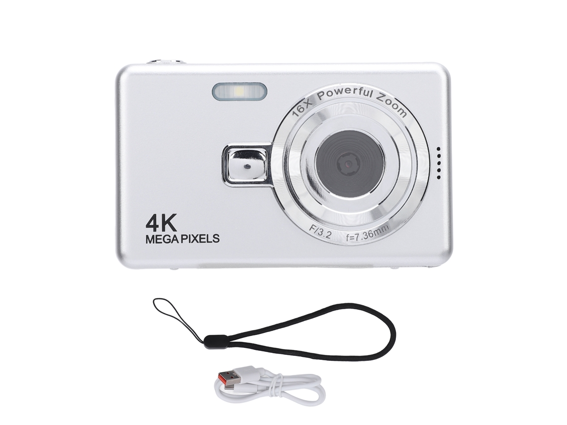 2026 câmera Digital 4k com Tela de 2.4 Polegadas, Zoom 16x, Selfie e Portátil, Câmera de Bolso