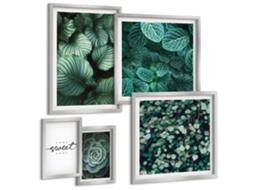 Conjunto De Pinturas Folhas Verdes Plantas Modernas Espelharte (5 Peças)