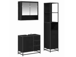 Conjunto de Móveis para Banheiro com Suporte 3 Peças Carvalho Preto MAISON EXCLUSIVE