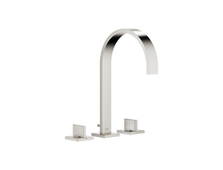 Torneira de Lavatório de Três Furos Mem Da DORNBRACHT com Rosas Simples com Descarga Emergente Projeção de 200 Mm 20715782 Cor: Matt Platina