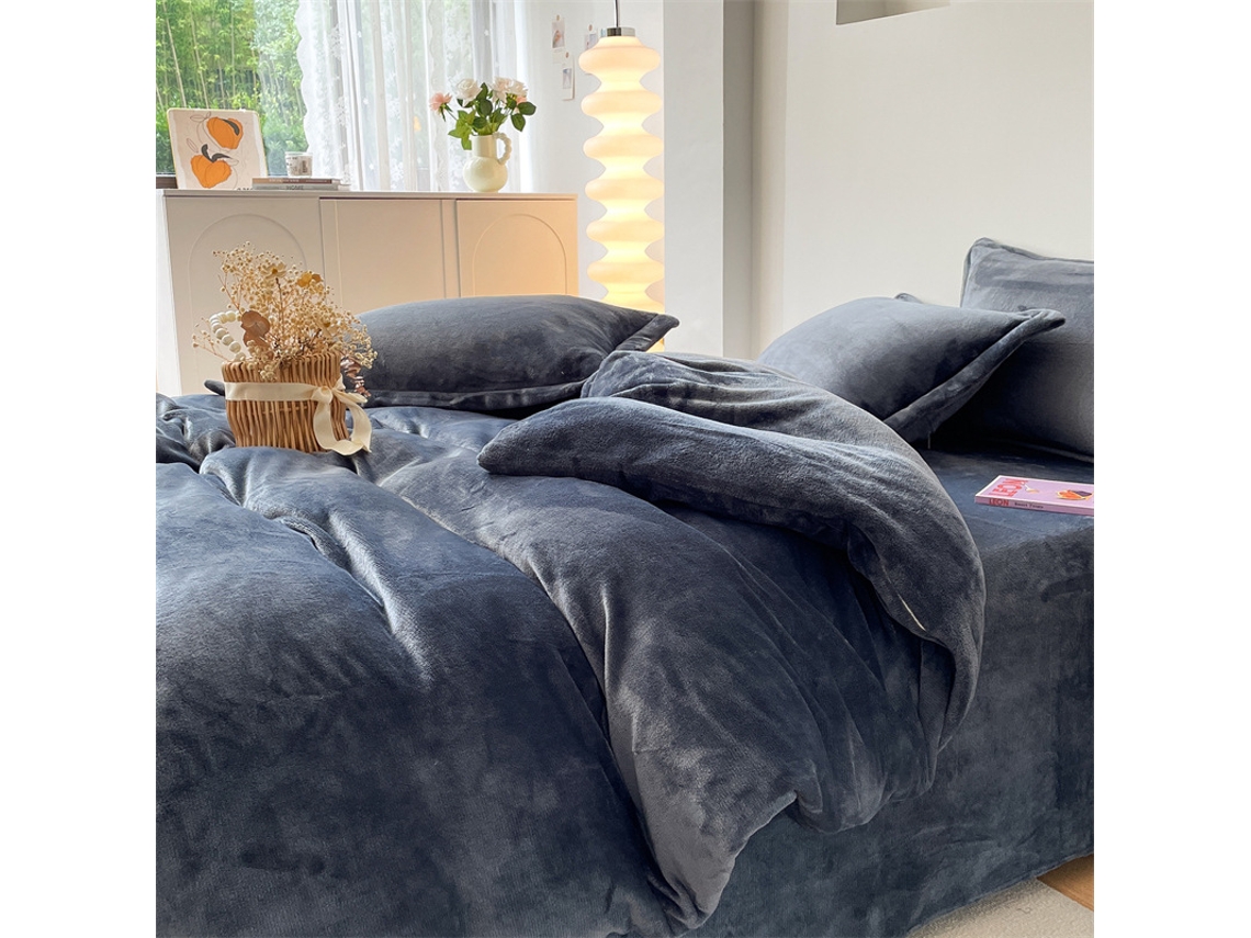 Conjunto de Capas de Edredão LUUCOZK Quente Cinzento - 4pcs (Conjunto A/Folha Lisa)