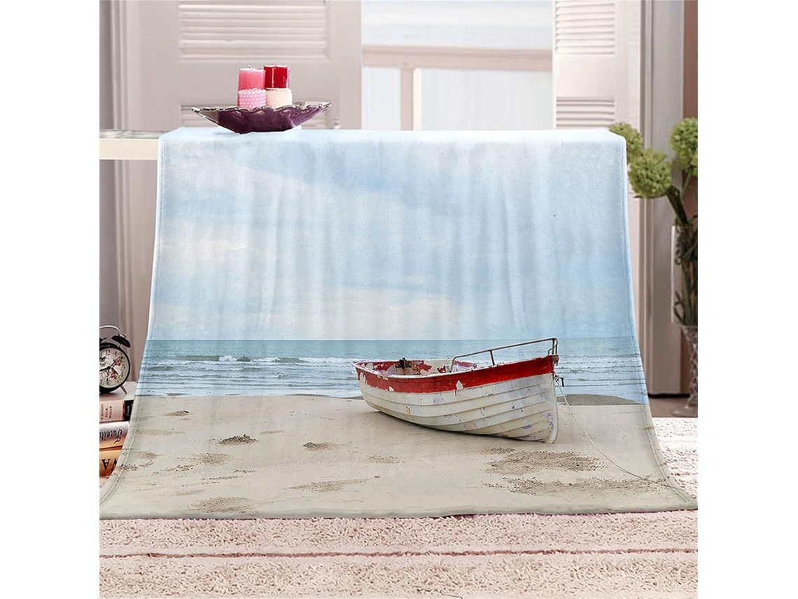 Manta de Flanela Fansu Estampa Praia Inverno Quente Macia e Fofa em Microfibra Ideal para Cama Ou Sofá Adequad
