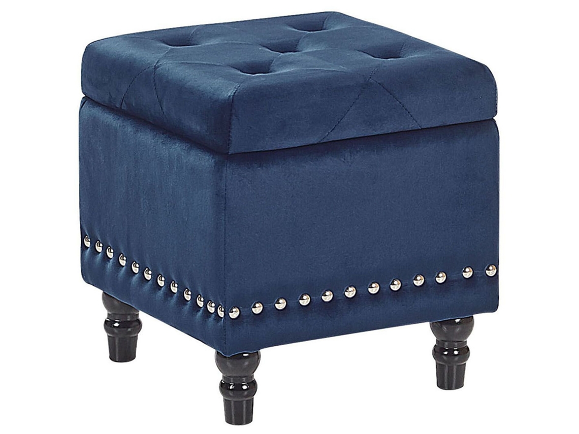 Pufe BELIANI Loretto de Veludo Azul 37x37x40