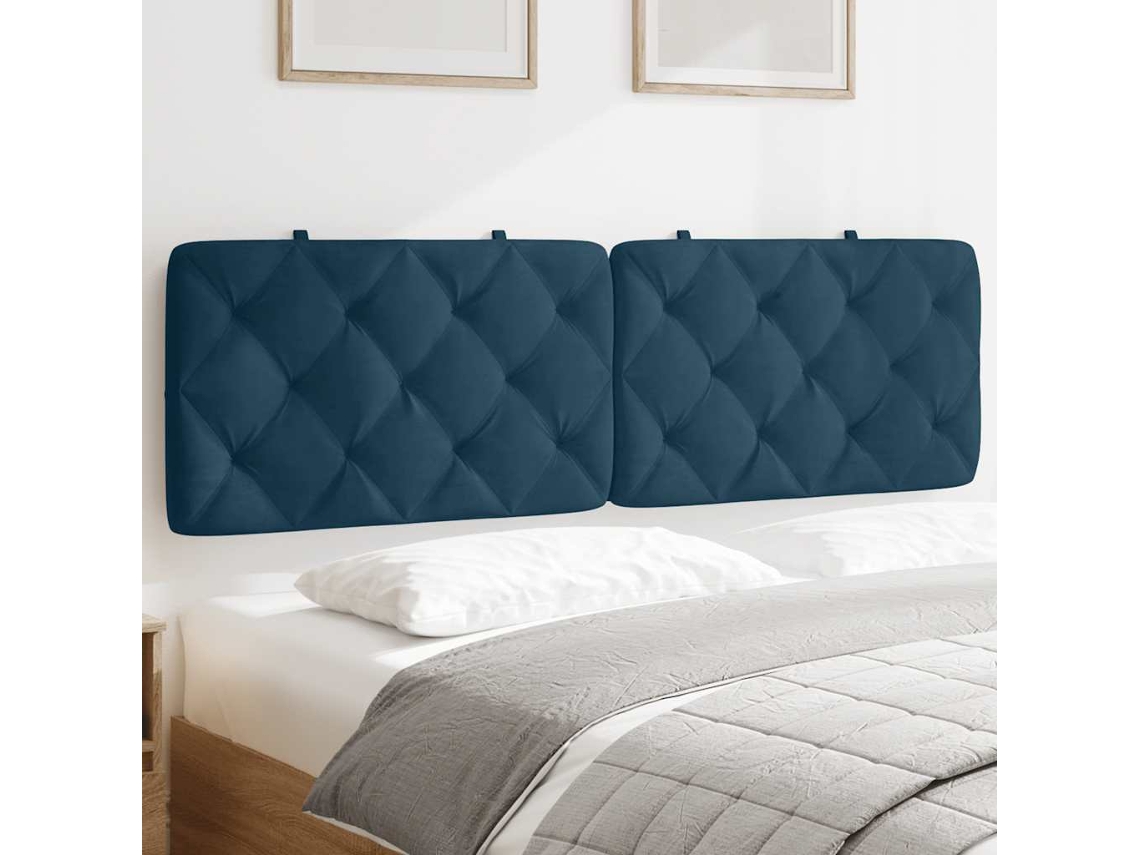 Vidaxl Almofadão De Cabeceira 160 Cm Veludo Azul