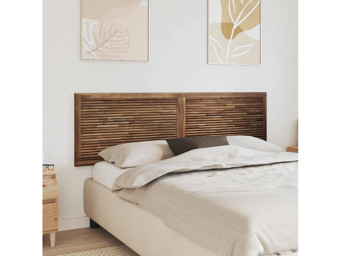 Vidaxl Cabeceira De Cama Natural Madeira De Teca Sólida