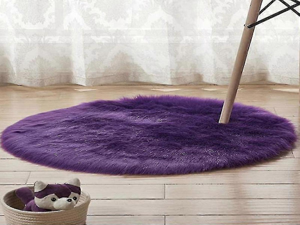 Lurelia Tapete Redondo Infantil Lavável Macio Fofo Fibra Acrílica Lã Artificial Roxo Sala Quarto R114