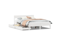 Cama Sem Colchão 120x190 cm Madeira de Pinho Maciça Branco MAISON EXCLUSIVE
