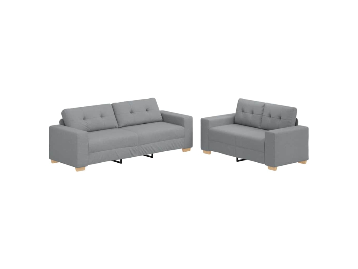 Conjunto de Sofá 2 Peças com Almofadas em Tecido Cinza Claro MAISON EXCLUSIVE