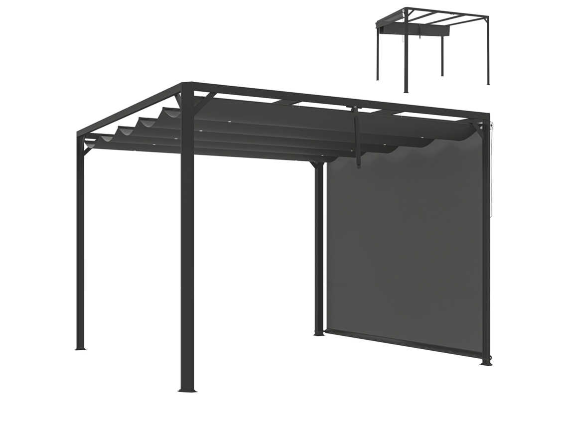 Pergola Aluminio 3x3m Laterais Retrateis Upf30 Cinza