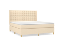 Cama com Molas/colchão 160x200 Cm Tecido Cor Creme MAISON EXCLUSIVE