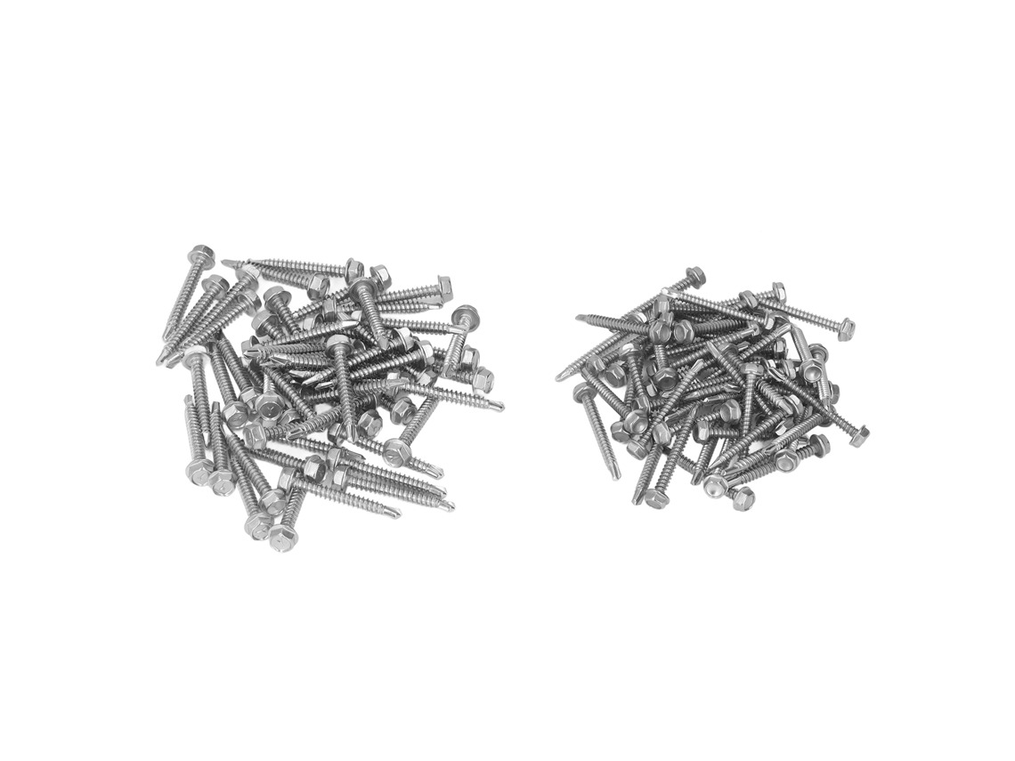 100 Parafusos Autoafiançantes Variados Cabeça Hexagonal Aço Inoxidável 410 4.2x38mm 4.8x38mm