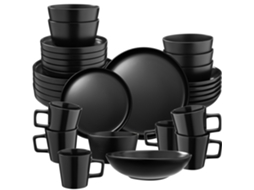 Tectake Conjunto De Louça Una, De Grés, Para 6 Pessoas, Preto