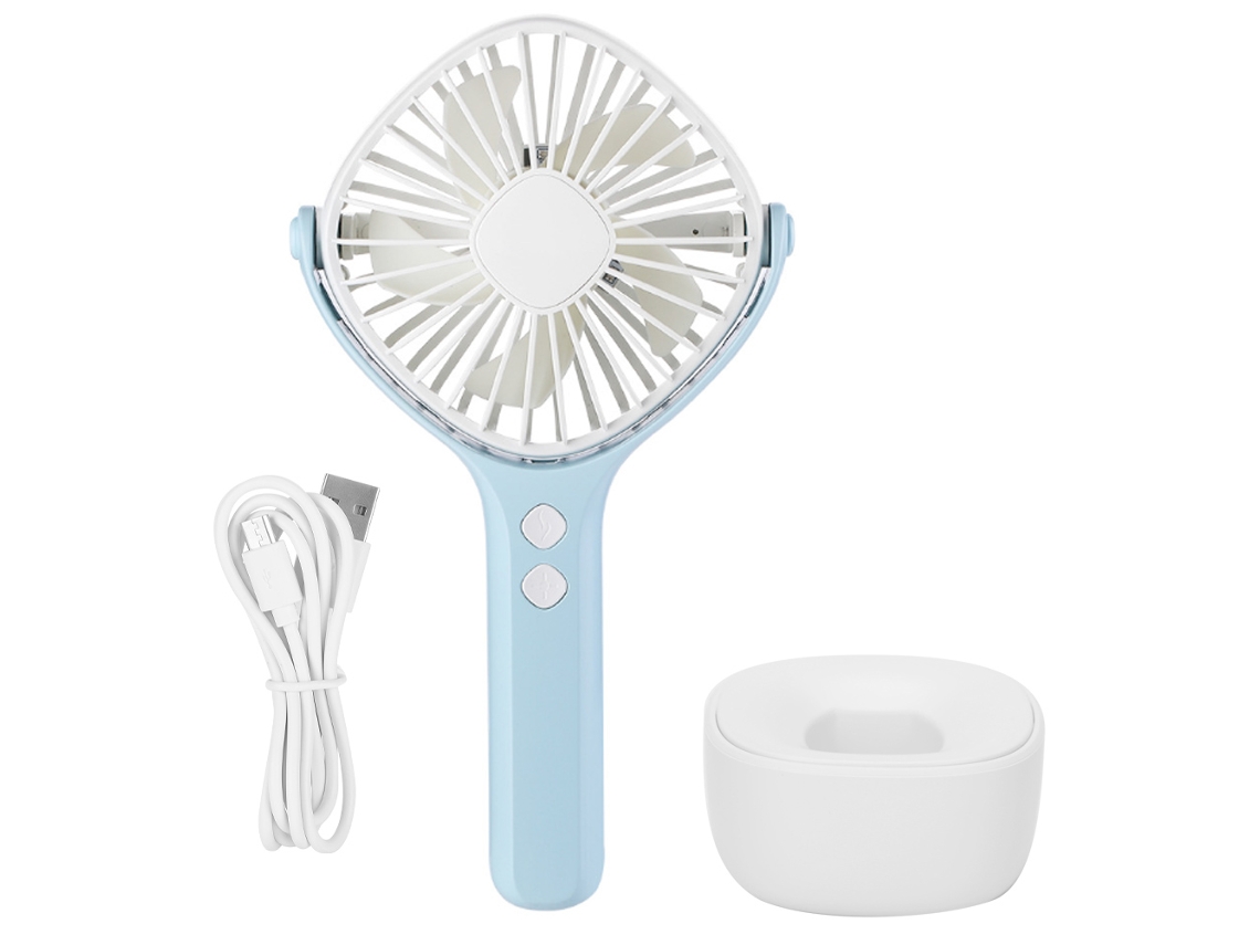Ventilador Mini Portátil Usb com Base Azul Rotativa Mesa