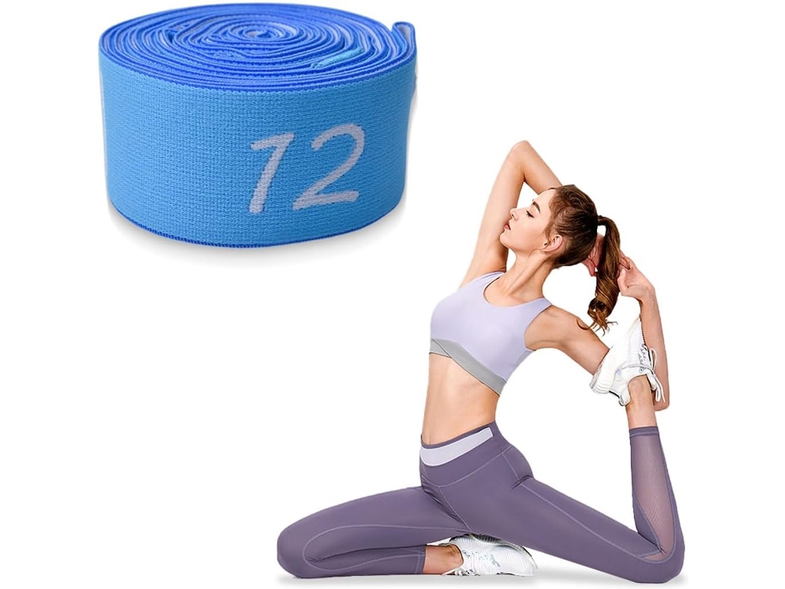 Faixa Elástica de Resistência AQUAFORGE com 12 Anéis 135x4 cm 4 cm para Ioga, Pilates, Alongamento, Academia e Dança