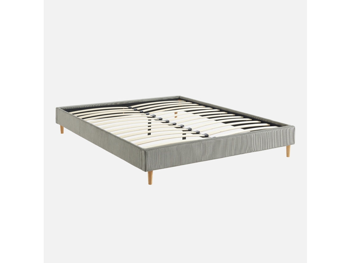 Cama Base Ripas Canelado Sweeek Veludo Cinzento (30x167x213)
